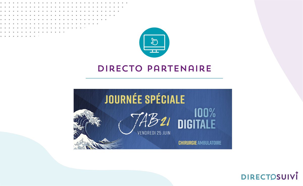 🤝 Directo’partenaire 🤝

Le 25 juin prochain se tiendra la journée spéciale JAB21, un événement 100% digital et 100% interactif !

DirectoSuivi est fier d’être partenaire d’un événement aussi riche en sens ➡️ congresambulatoire.com/partenaires