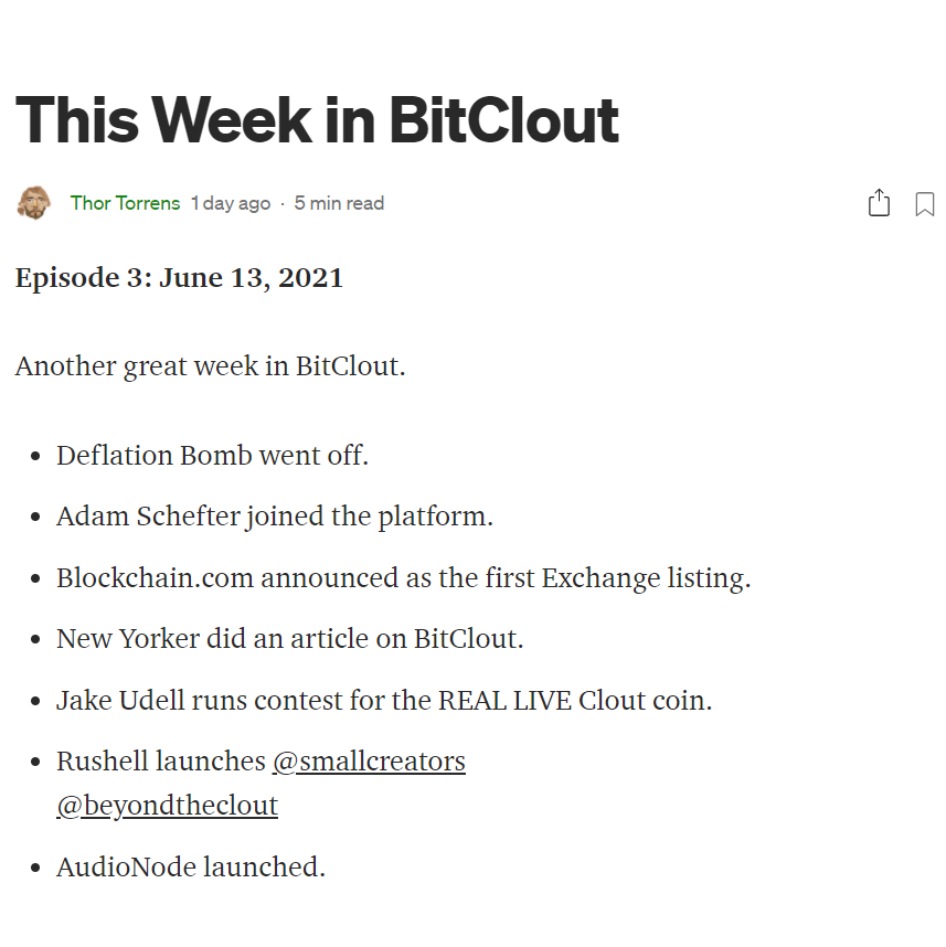 Catch up on all the latest happenings and stay up to date for the last week's updates and news only on This Week In BitClout - brought to us by Thor Torrens. 

Read more: bit.ly/3wu9oQt