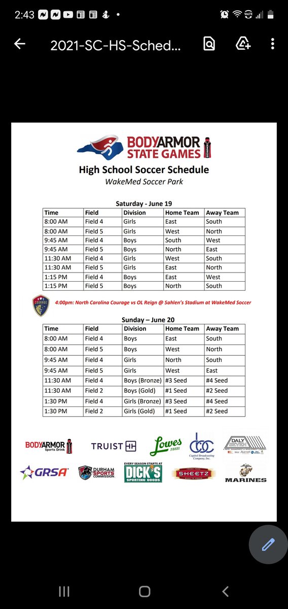 Come support our North area girls in the @StateGamesNC.  @enloegirlssocc1 @AthleticsEnloe @WakeFC @Gregg_G @Coach_Hanks