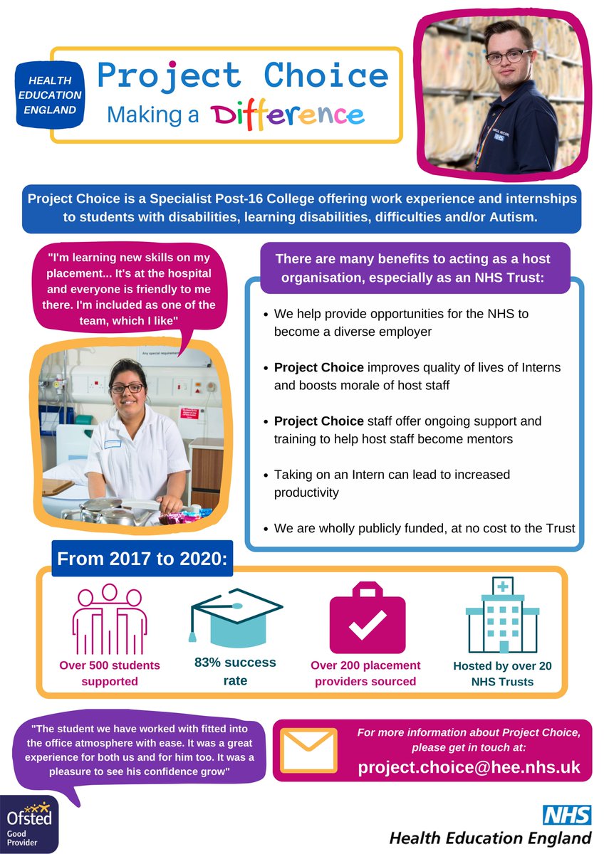 NHSEChoicesColl's tweet image. Do you want to #MakeADifference? 

Contact us for information on how your business can support a young person into employment:
Project.Choice@hee.nhs.uk