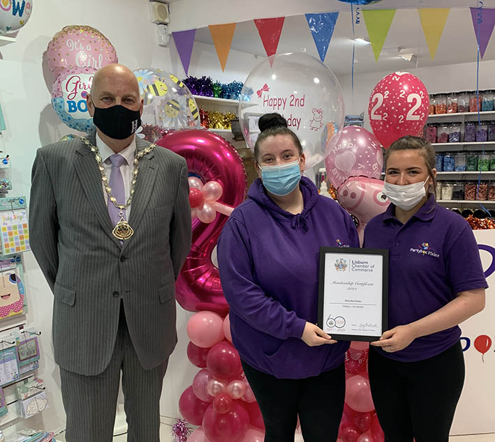 LisburnChamber's tweet photo. Party Box Pixies has just moved to fabulous new premises in Bow Street. Best wishes to Susan as she recovers from illness, Abbey & Caragh are doing a brilliant job in your absence #shoplocal #LisburnFirst https://t.co/t2zNLbvg3m