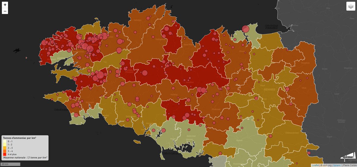 BorisMericskay's tweet photo. Cette carte interactive sur l'ammoniac en @regionbretagne vue sur @Mediapart et @france3Bretagne a été produite par Pierre Corbin, étudiant en M1 @E_Sigat pour @Splannenquetes 👏

D'où l'intérêt de toujours créditer ses cartes, même en ligne 😁

> https://t.co/7ohnF6PG5U https://t.co/ckyMd2oqxn