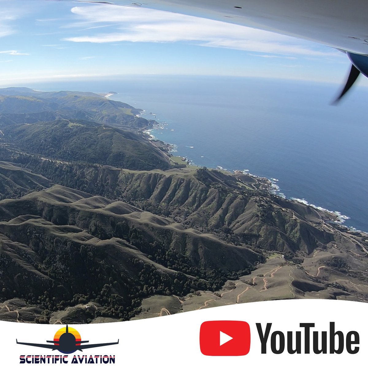 FlySciAv's tweet photo. New video uploaded to our SA Youtube page! 8-Minute time-lapse of SA aircraft departing Monterey, CA and heading South to the Los Angeles area. Link in Bio! 🏔️ 🛩️ https://t.co/MW6G5hYQtu