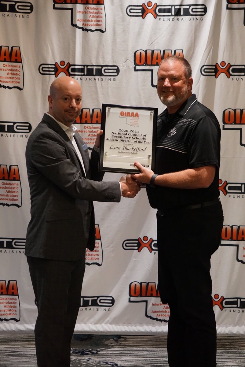 OIAAA awards ceremony/luncheon sponsored by <a href="/excitesportsmkt/">Excite Fundraising</a> :
AD of the Year-Lynn Shackelford from Cashion. <a href="/cashionfootball/">Cashion Football</a>