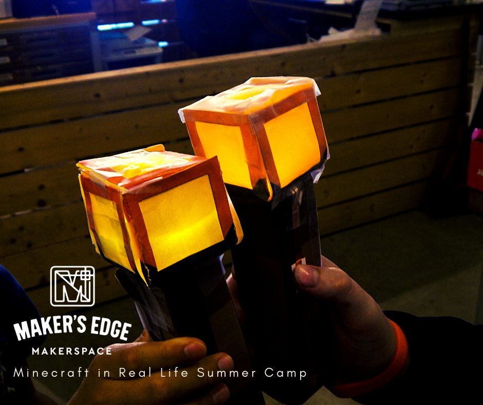 MakersEdgeWaco's tweet photo. Had a blast today on Day 2 of our Minecraft in Real Life Camp, playing the game, learning the basics to circuitry, and making our light up Minecraft Torches! https://t.co/24BeG6FMop