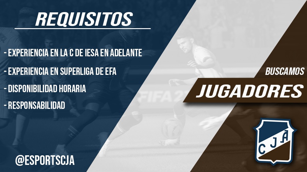 eSportsCJA's tweet photo. Hoy vamos a seguir probando de cara a la próxima temporada de @IESAFIFAar 

📍GK
📍DFC(Líbero)
📍DC

Envianos MD para coordinar las pruebas📩 https://t.co/HjmAJexobC