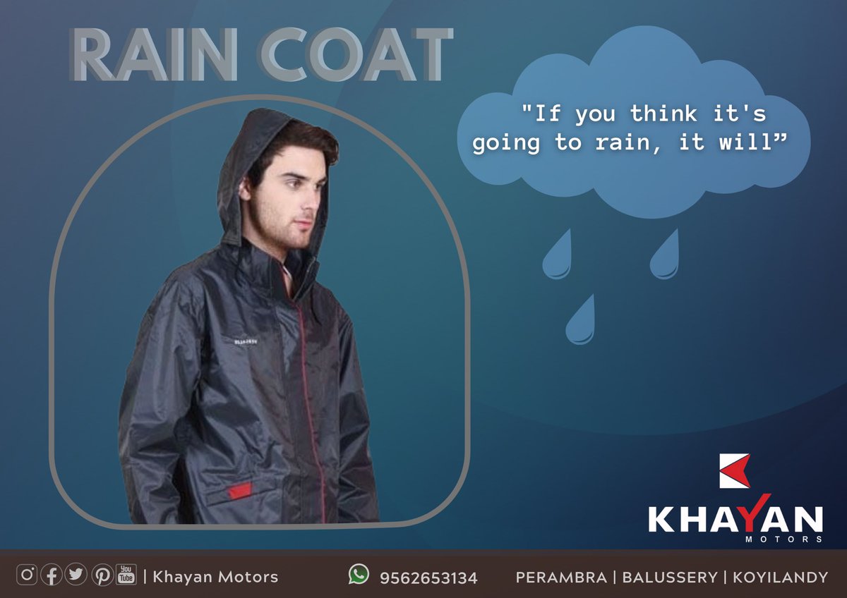 KhayanMotors's tweet photo. New Collection of Rain Coats available @KhayanMotors 

#Raincoat #versalis #Dukbak
#KhayanMotors 
#RoyalEnfield #Koyilandy #koyilandikar #koyilandykaran
#ducati #duke #rider  #Bullet #biker #buynow #yamaha
#motorcycle 
#rs200 #instamotogallery #instamoto #motogp
#instagood https://t.co/NPlX3UJbVH