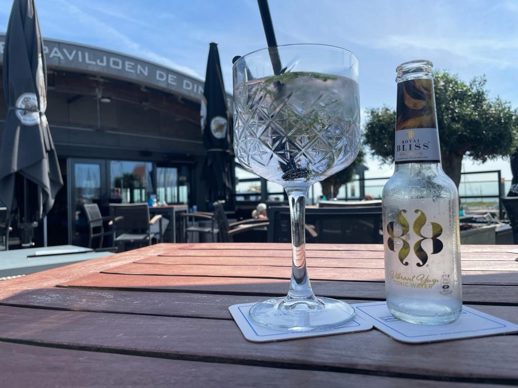 Bij de <a href="/DiningVlie/">De Dining</a> borrelen in het zonnetje. Prachtig uitzicht over de jachthaven! Wauw, wat een feestje #vlieland Gin-tonic <a href="/oldsaltgin/">OldSalt Gin</a>