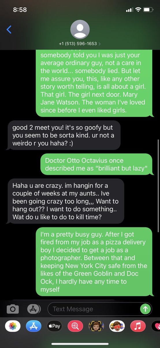 Notfamous_Whomp's tweet photo. I received a spam text this morning and decided to go the ol “pretending to be Spider-Man” route https://t.co/rHXSiZ9unl