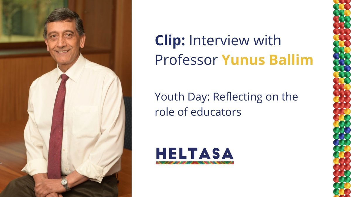 This #YouthDay, we mark the 1976 student uprising by reflecting on the role of educators in encouraging youth to learn. In this snippet of his #HELTASA2020 keynote address, <a href="/WitsUniversity/">Wits University</a>'s Prof Yunus Ballim talks about fostering a love for learning. 
youtu.be/grGqlfk4TBk