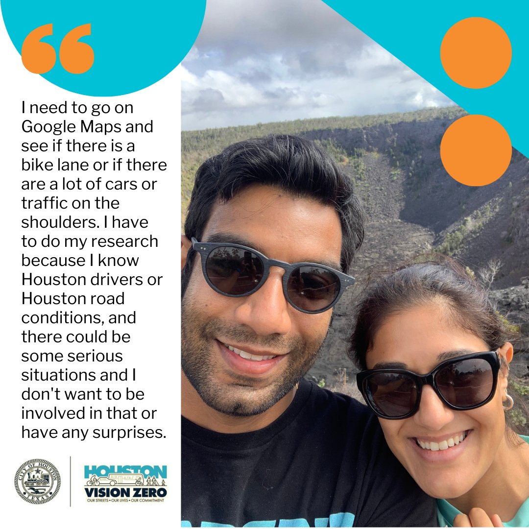 HoustonPlanning's tweet photo. What do you do to make sure that you feel safe on your daily commute? Read the first Humans of Houston profile https://t.co/C1OaRkpUNz #TransportationTuesday #HumansofHouston #VisionZeroHOU https://t.co/MzmX9xziO8