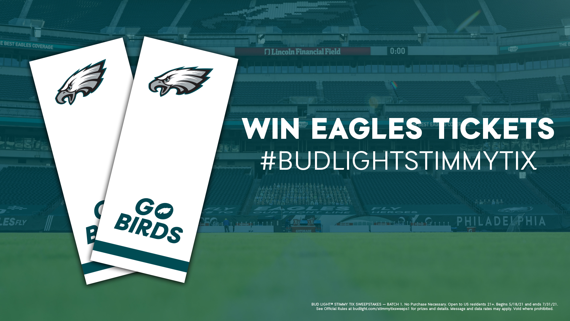 Philadelphia Eagles on X: 'Want some free tickets? @budlight is on the  case. Tweet #BudLightStimmyTix #Sweepstakes and tag us for a chance to win  tickets to an Eagles game! 21+  /