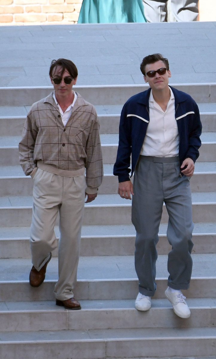 Harry and David walking round Venice while filming today