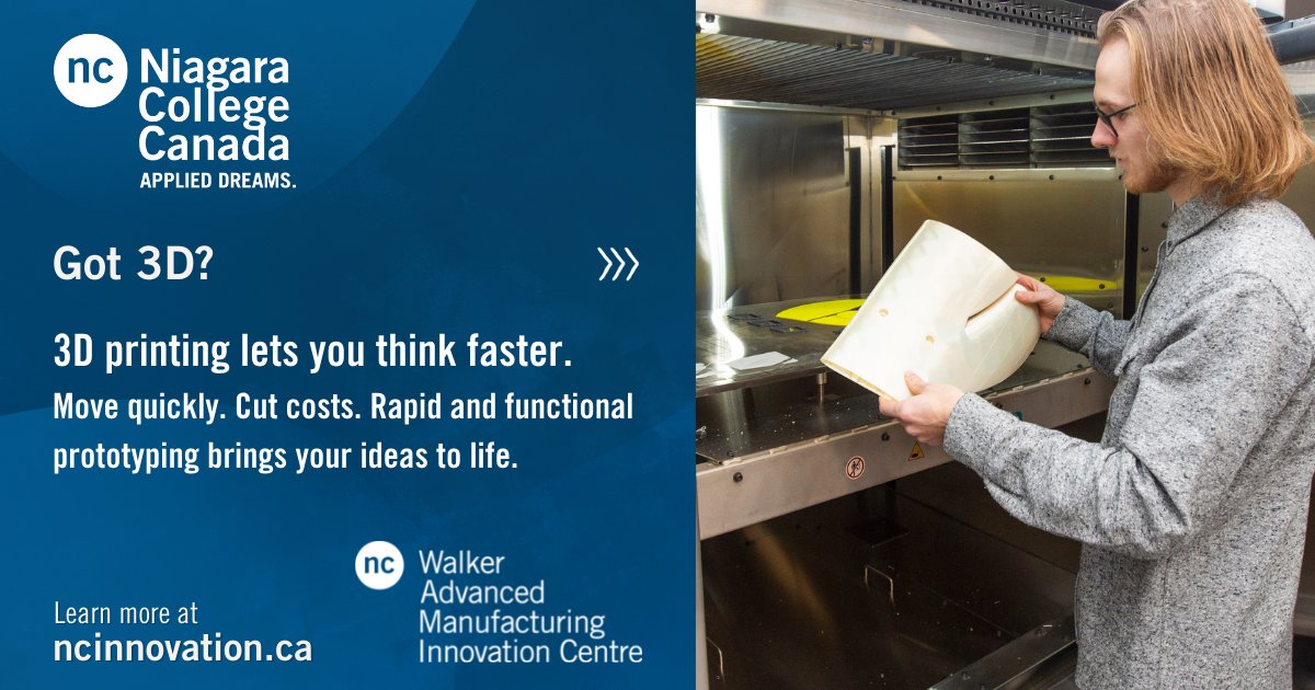 NCResearchInnov's tweet photo. 💡Large or complex prints? No worries. Validate your idea with a 3D-printed prototype Niagara College’s Walker Advanced Manufacturing Innovation Centre.
ℹ️Read how one manufacturer saved time and $: https://t.co/jcqwerRiyI
#3Dprinting #Prototyping #AdvManufacturing #ncinnovation https://t.co/gLPqi4NLvD