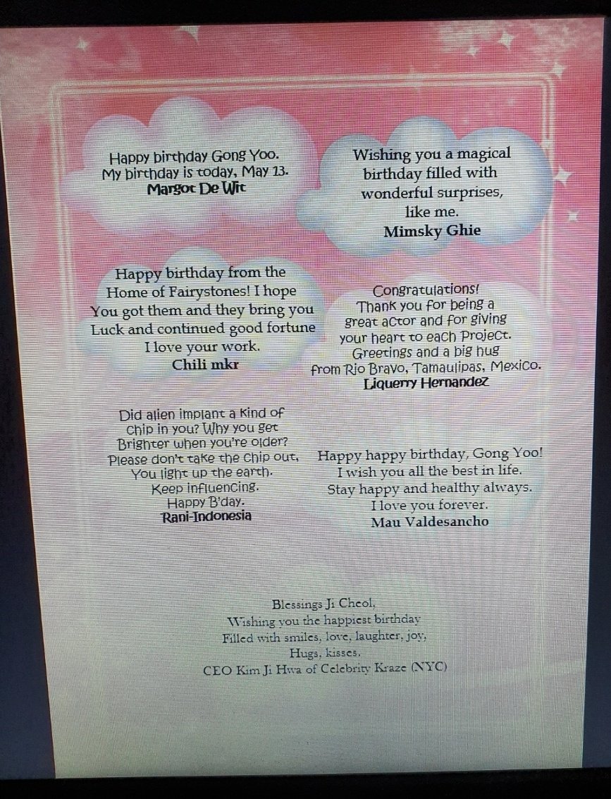 GongYoosFriends's tweet image. Hello!
We are about to close this year&apos;s project. 
If you want to participate, send us your message to add it to the letter we&apos;ll send to Gong Yoo&apos;s agency (Management Soop)
Remember -ONLY SHORT TEXT MSG- 150 characters, including your name.
#GongYoo
#공유 
#BirthdayProject2021