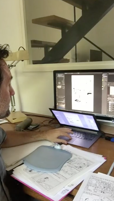 DandQ's tweet photo. "I like the drawings and the text to be very simple, so you can look at a page and understand what's happening very easily." - Guy Delisle live on our Insta, launching Factory Summers 🏭https://t.co/5MDWRt7WHy #guydelisle #factorysummers #athomewithdq https://t.co/VWfTfeMEVi
