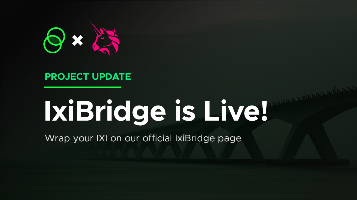 ixian_io's tweet photo. ✨IxiBridge is now live!

We are very excited to announce the release of IxiBridge. You can now wrap your IXI into ERC20 token.

⚡️This will allow $IXI to be launched on Uniswap and other DEX. Please note that the KYC / AML verification is required for wrapping and unwrapping. https://t.co/o1FZjeAuP3