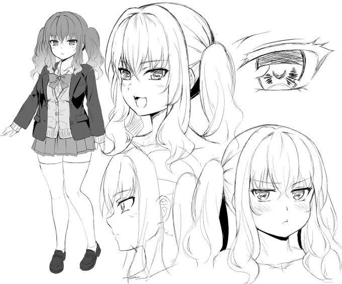 ネーム+新しい描き方の試運転含めて顔を描いてた 