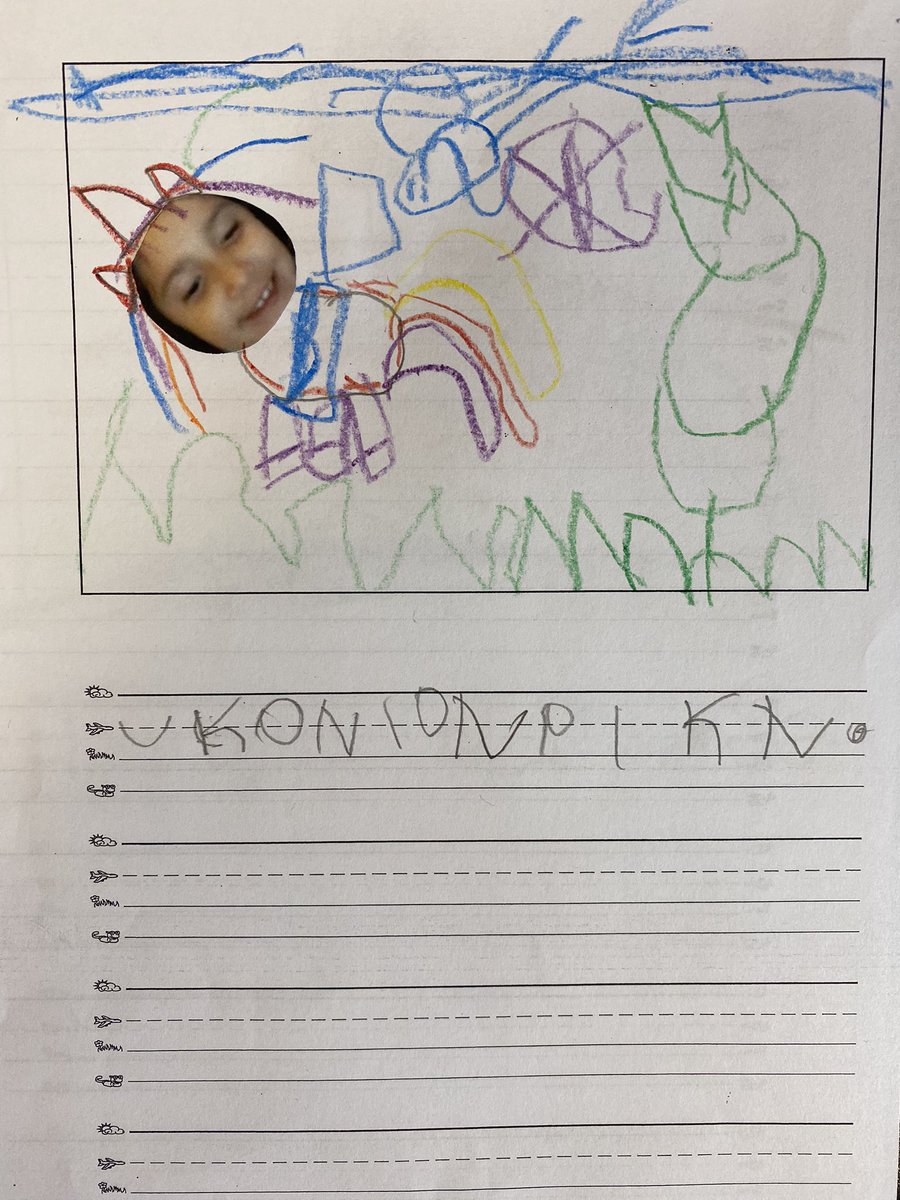 MrsnewellS's tweet photo. Last Day of #elephantandpiggie writing. Today we pretended to be something else after reading I’m a Frog by #MoWillems. I love their #imagination 🥰 @frps_sb #kindergarten https://t.co/H1byqWpJCO