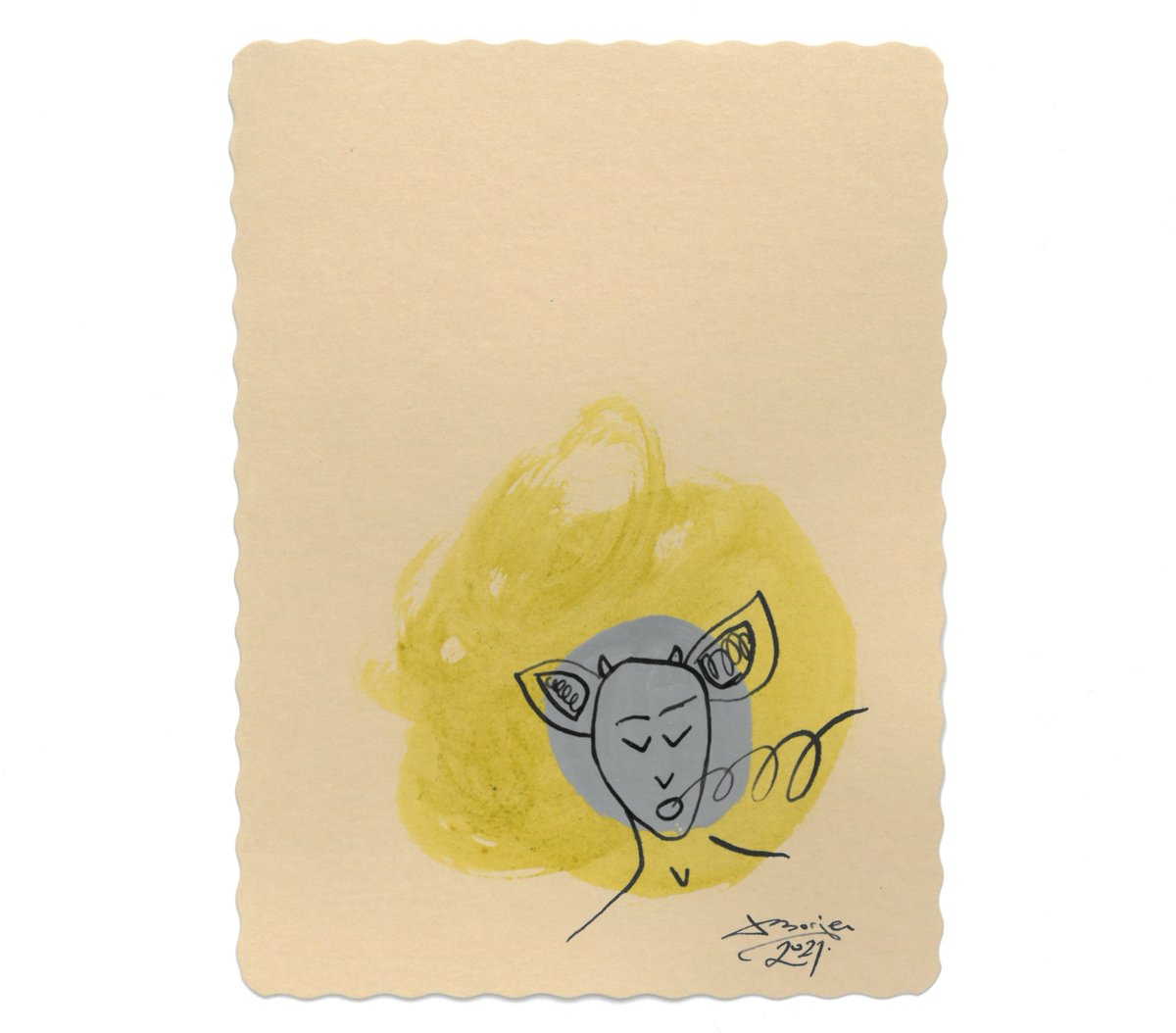 'Timid'
[12-06-2021]
a spontanous miniature

#minimalist #drawing #miniature #inkonpaper #penandbrush #artistsontwitter  #satyr #faun #brno #vbborjen