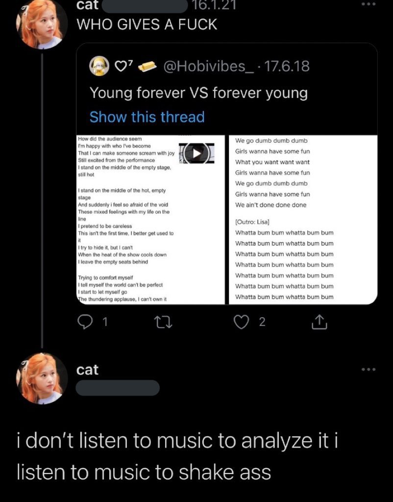 S S Tweet This Is How Kpop Twt Moves W Bts Lyricism All Hypocritical Lies So Yk I Just Rlly Don T Care What They Have To Say Trendsmap