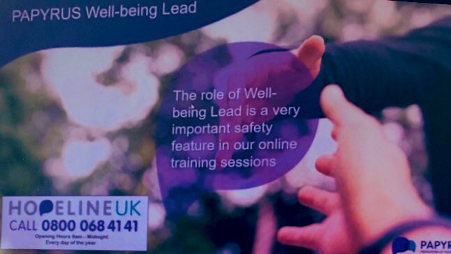 Such an interesting  #Training session this evening with
<a href="/PAPYRUS_tweets/">PAPYRUS</a>  as part of the role as #volunteer #development for  #SuicidePrevention