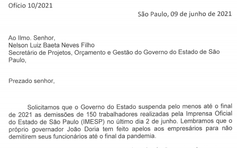 deputadomaurici's tweet photo. Eu, @lecibrandao e @joseamerico_sp entramos com ofício ao governo do SP pedindo a suspensão das 150 demissões promovidas na Imprensa Oficial do Estado (IMESP). O apelo do governador para os empresários não demitirem deve ser seguido por ele próprio.#imesp https://t.co/pb1H4jYozj