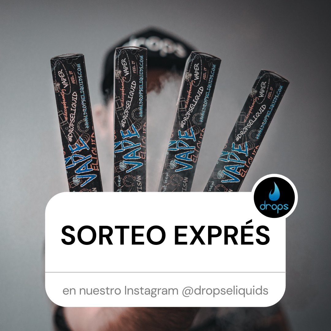 ¿Todavía no nos sigues en Instagram? 
¡Corre tenemos un sorteo exprés preparado para tod@s vosotr@s!

SÍGUENOS EN instagram.com/dropseliquids/

Sorteo para usuarios de Instagram. Válido en España. Sólo mayores de edad +18.