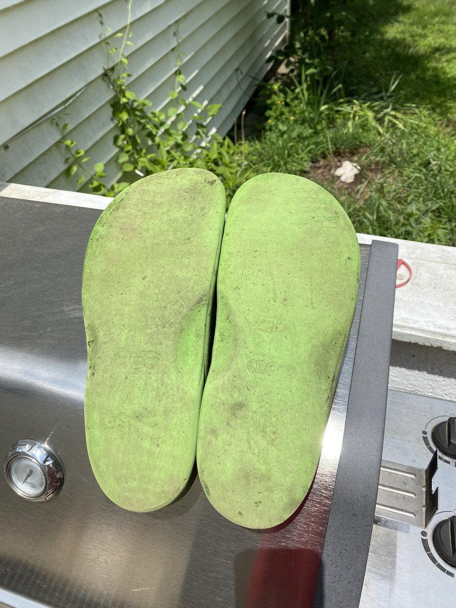 caile_J's tweet photo. @Crocs What are the chances you guys can hook me up with a new pair? Mine are well loved but a slip hazard with the warn treads! I wear these babies everyday😎 you want me to be safe, right? ❤️ https://t.co/thlehG1c7u