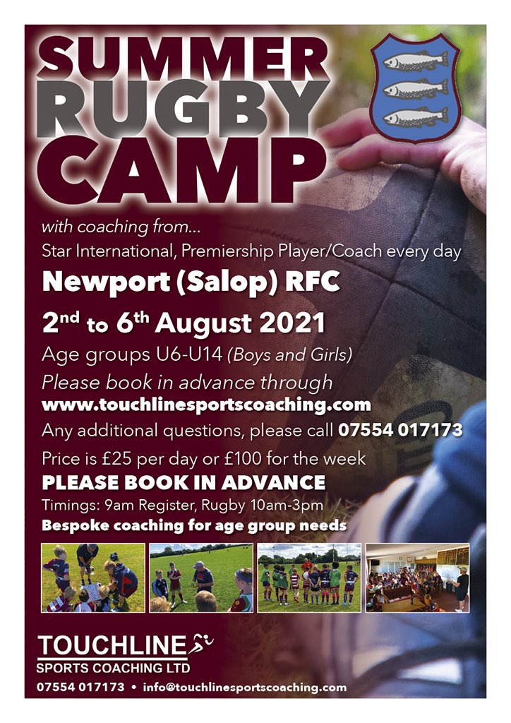 TouchlineSC's tweet photo. Camp 2 of the summer @NewportSalopRFC this is our longest running camp with 60+ players already booked on. Reserve your spot now via https://t.co/Blp5VfucMR 👇🏻 https://t.co/eooxycHQJH