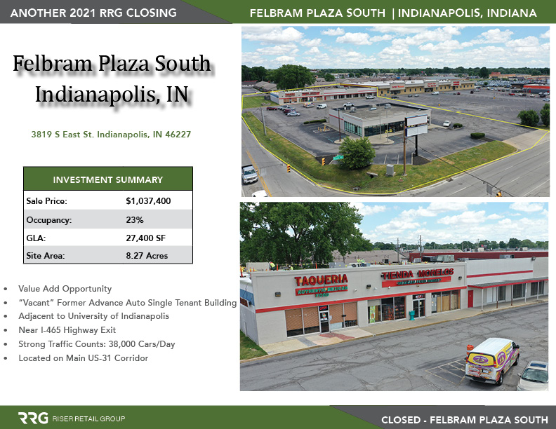 RiserRetail's tweet image. Another 2021 RRG Closing | Felbram Plaza South | Indianapolis, IN | Value-Add