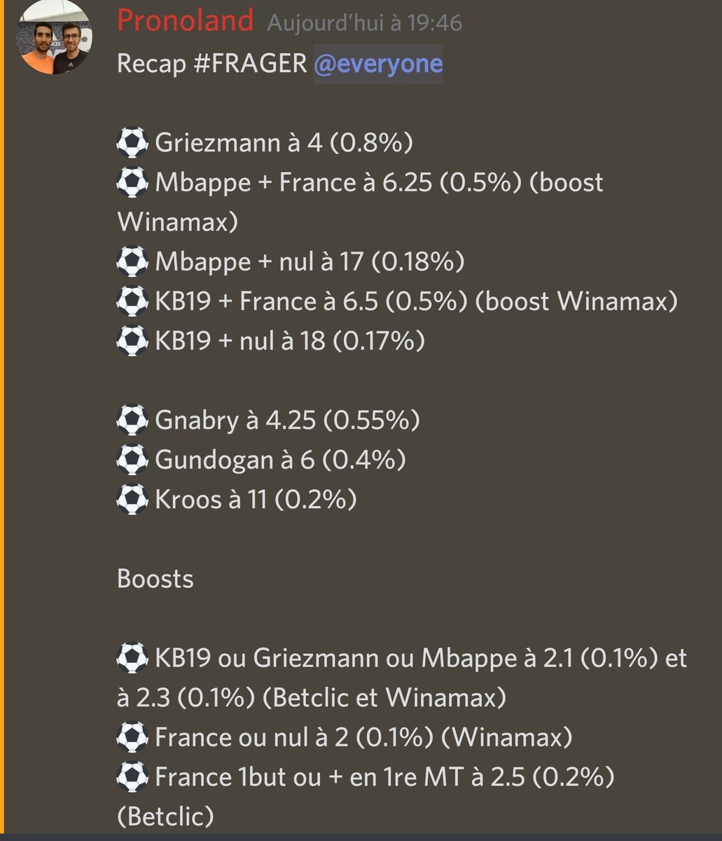 Voilà pr moi #FRAGER #EURO2020

<a href="/LightPronos/">Eliott</a> <a href="/Janusport/">Janusport</a> <a href="/NorthHandbol/">North</a> et d'autres si vous pouvez RT 🙏

❤ si tu suis !