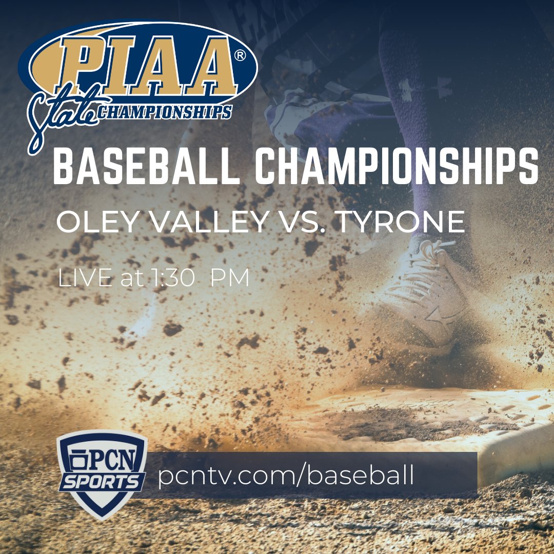 ⚾ Welcome to the PIAA 3A Baseball Championship <a href="/OVLynx/">Oley Valley Athletics</a> <a href="/OleyValleyHS/">OVHS</a> and <a href="/TyroneASD/">TyroneASD</a> <a href="/TyroneEagleEye/">Tyrone Eagle Eye News</a>! 
📺 Watch the #piaabaseball games LIVE on cable and streaming this Thursday &amp; Friday
➡️ Details at pcntv.com/baseball