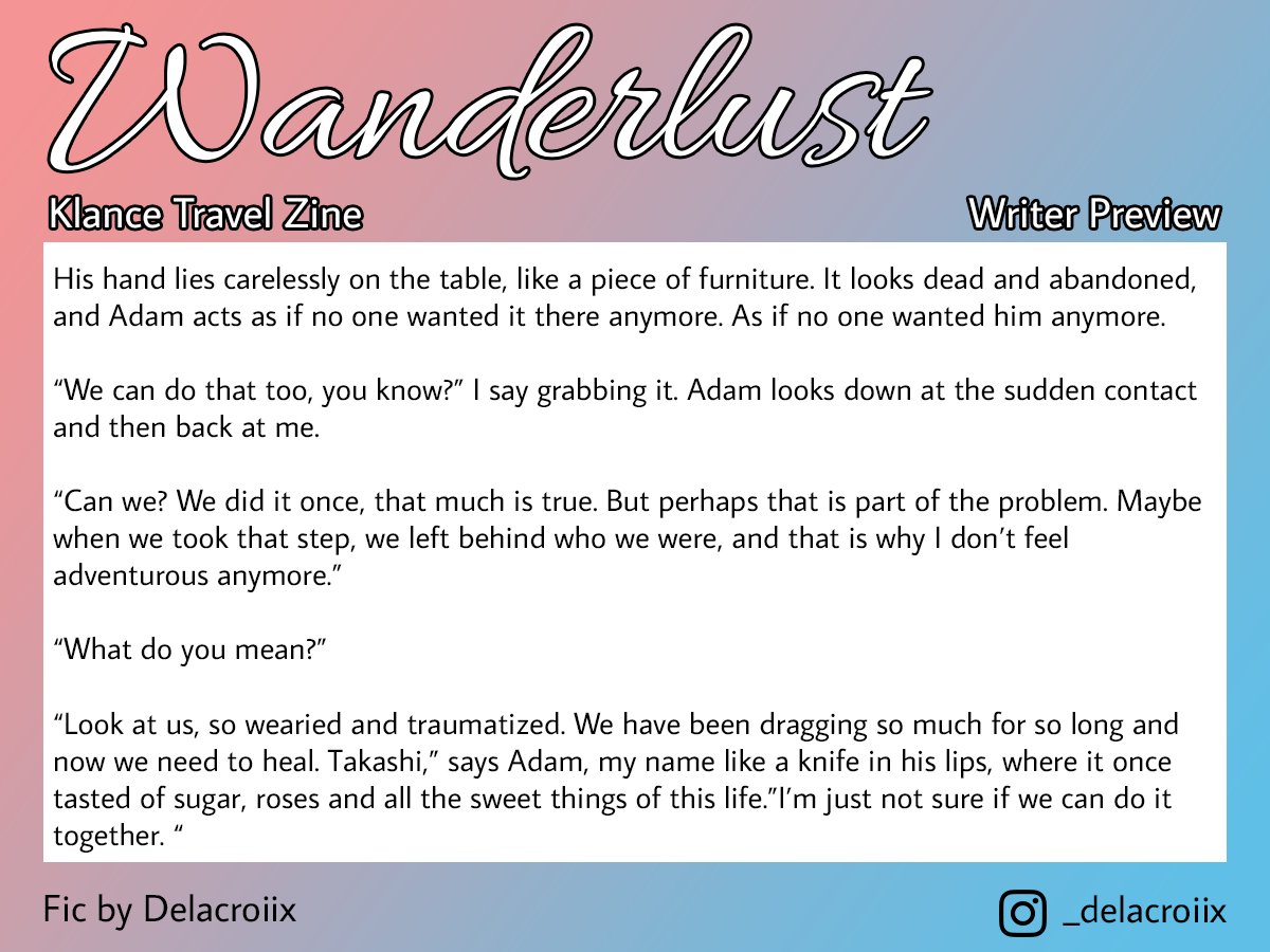 Wanderlust Klance Zine • ZINE FINISHED! (@kltravelzine) / Posts / X