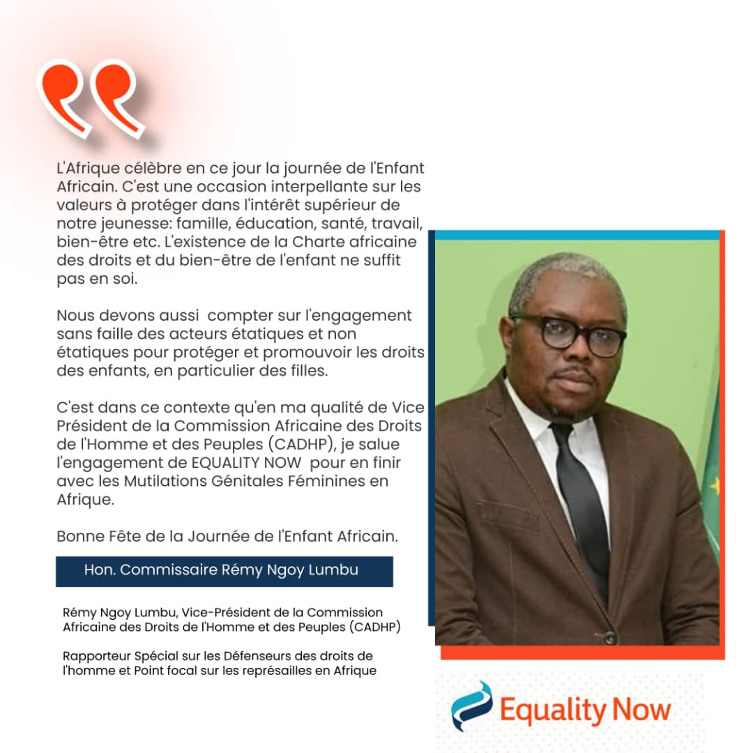 15 juin- Journée de l'Enfant Africain
<a href="/remyngol/">Prof. LU</a> <a href="/achpr_cadhp/">African Commission on Human and Peoples' Rights</a>