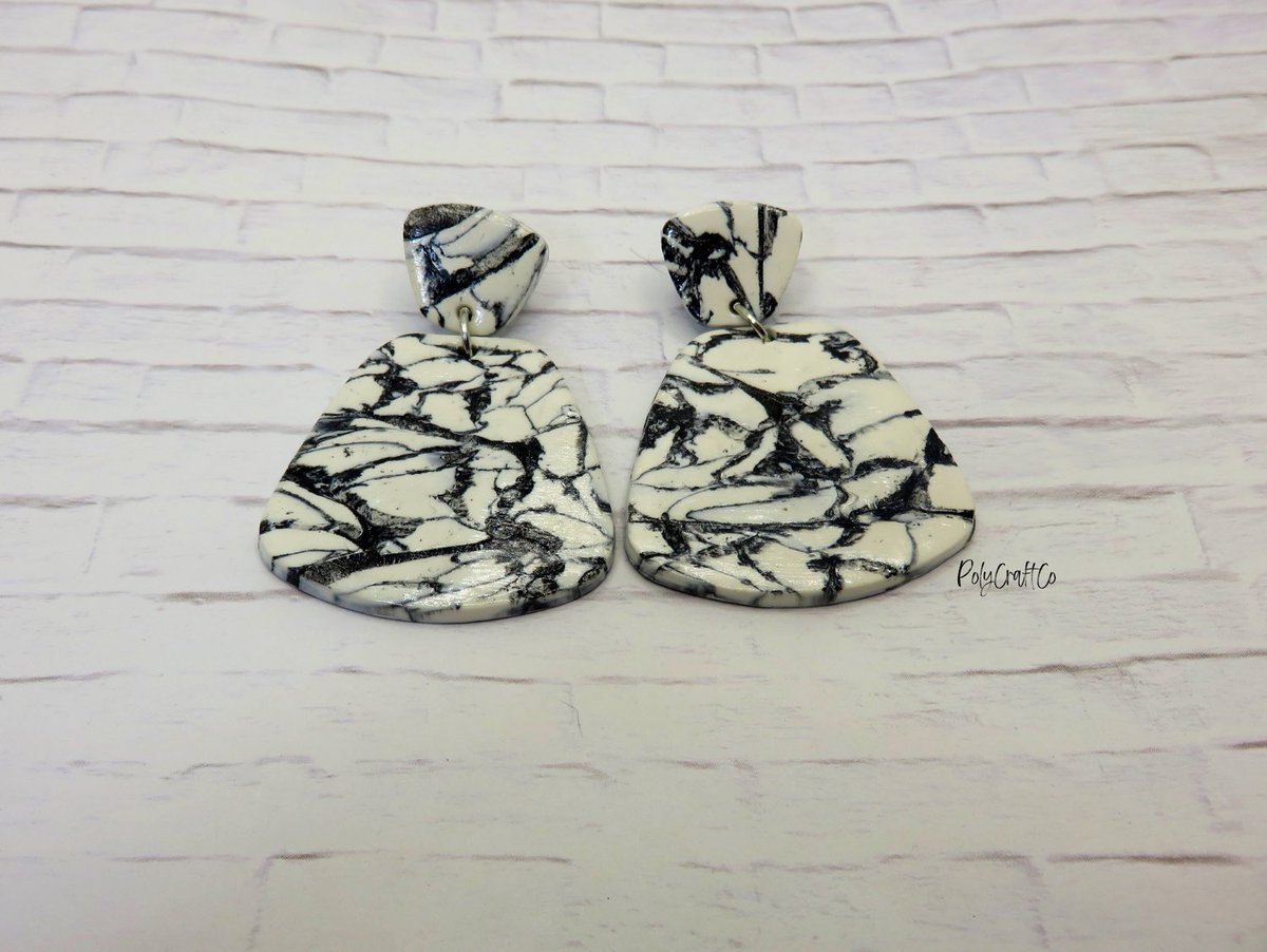 co_poly's tweet photo. Excited to share this item from my #etsy shop: Handmade Polymer Clay Earrings - Marbled Black and White Trapezoid - Geometric Earrings #white #polymerclay #clayearrings #shopsmall #polycraftco https://t.co/1znP1zTQfu https://t.co/EP8LwAAZQm