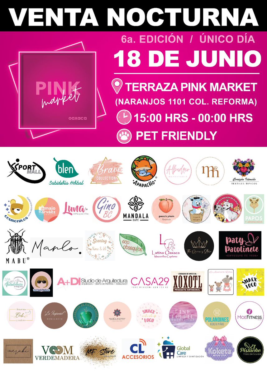 marielopmar's tweet photo. Estamos listas para nuestra edición especial y #VentaNocturna de #PinkMarket‼️
Habrá variedad de productos para toda la familia.
📍Viernes 18 de Junio de 3pm a 12 de la noche.
👉🏼Naranjos 1101 Colonia Reforma. https://t.co/oJ1sVgFBY8