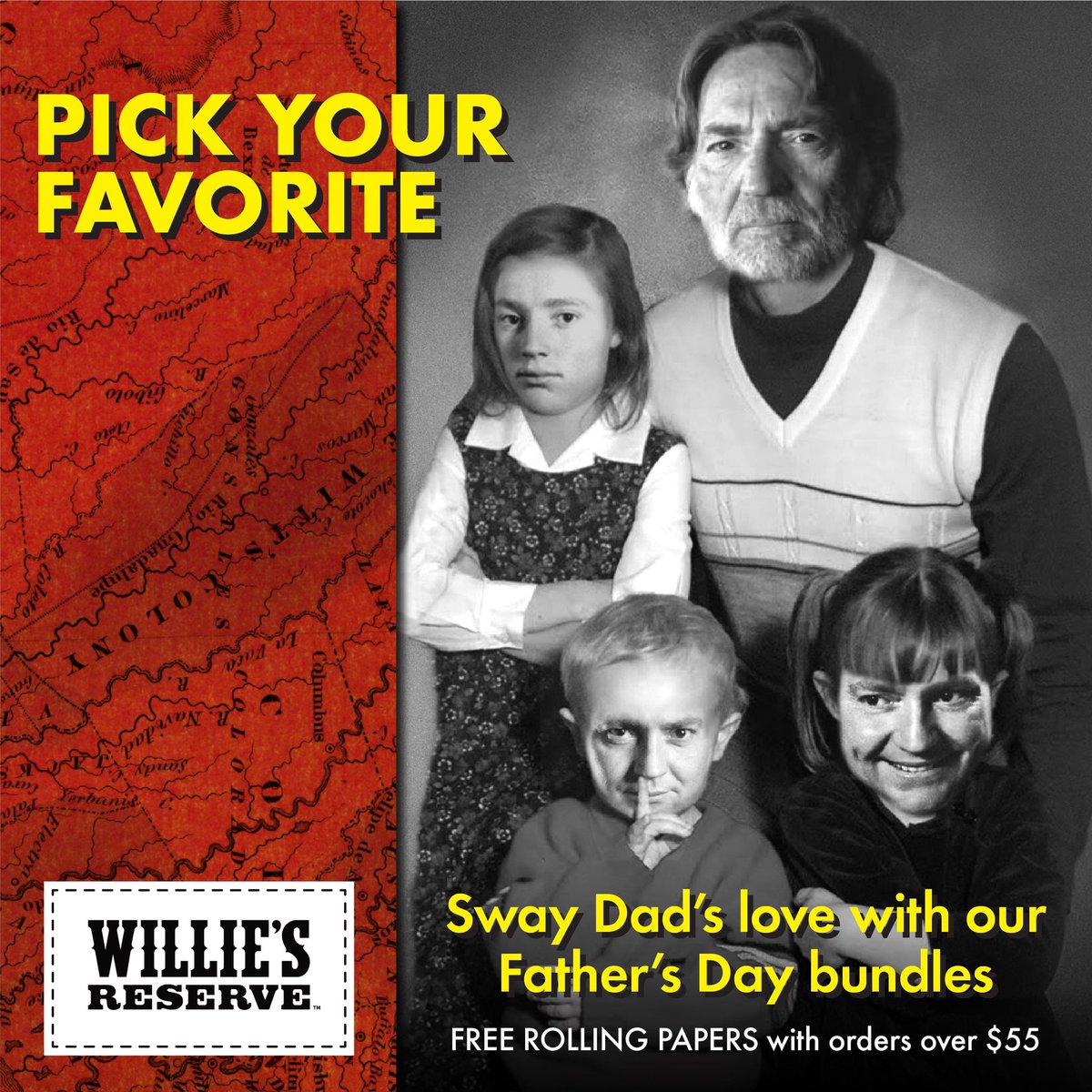 WilliesReserve's tweet photo. When dad gives you the look & you give it right back ๐
โข
Expand your influence on dadโs stash accessories with these exclusive Fatherโs Day Bundles!
โข
https://t.co/czcrqt0cLR
โข
#williesreserve #manheadmerch #willienelson #fathersday #fathersdaygifts #dad #father #rollmeup https://t.co/QDGX8FNVXh