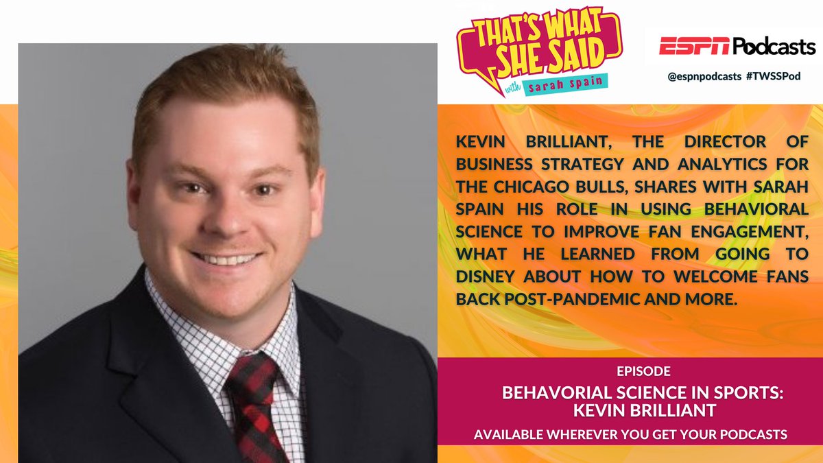 .<a href="/chicagobulls/">Chicago Bulls</a> behavioral science wiz <a href="/KevinBrilliant7/">Kevin Brilliant</a> returns to chat with <a href="/SarahSpain/">Sarah Spain</a>: the psychology of post-pandemic sports fans, COVID innovations that will likely stay, the power of the regret lottery, and much more! 

🎧➡️  spoti.fi/3cG7Hru

#TWSS | #ESPNPodcasts