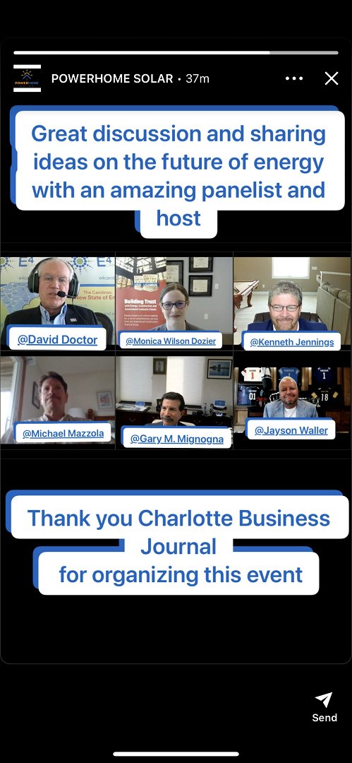 Our own Dr. Mike Mazzola had a blast participating in this virtual panel discussion hosted by <a href="/CBJnewsroom/">Charlotte Business Journal</a>!

Shout out to @powerhomesolar1 for the image!

#uncc #epicuncc #energy