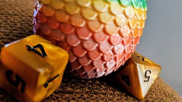 No matter what quest you’re on, keep our D&amp;D Dragon Egg Dice Box in your arsenal for good luck. 🔮

Explore our Common or Masterwork dragon egg designs, fill it up using our Dice Add-On with 7-300 dice, and we'll ensure safe delivery 🕊shop.fantasybynumbers.ca/store.php