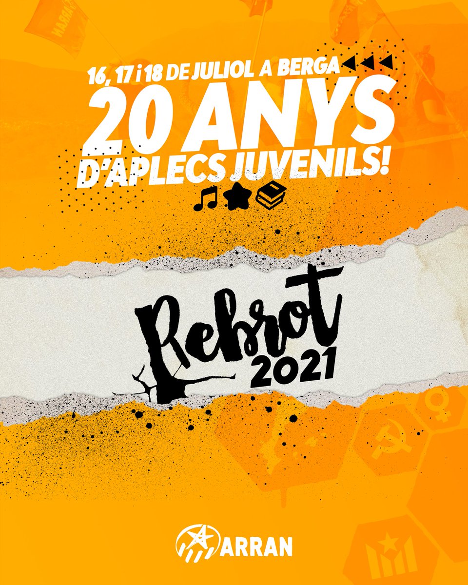 🌱 20 ANYS D'APLECS JUVENILS!

🎉 Sabem que el 2021 no és el millor moment per muntar un aplec que es digui #Rebrot, però 20 anys lluitant per la cultura popular i per un espai d'oci juvenil alternatiu no se celebren cada dia. 

📢 Del 16 al 18 de juliol, ens veiem a #Berga!