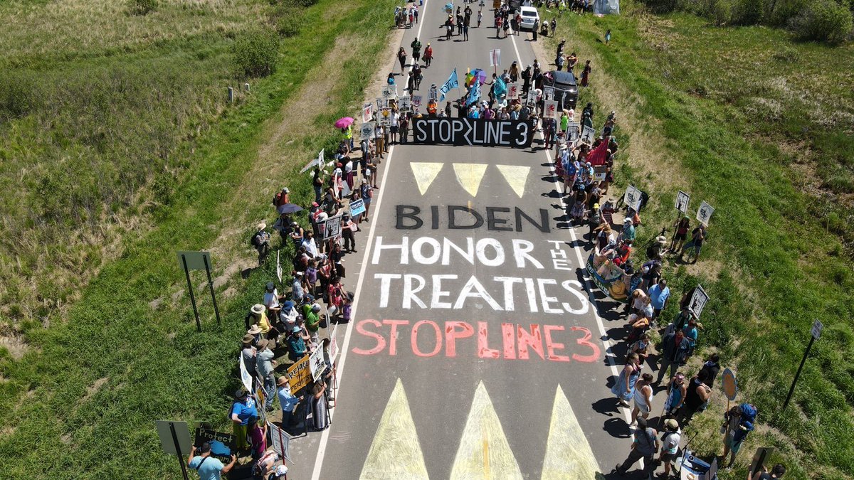 Last week, thousands gathered in Minnesota for the #TreatyPeopleGathering to protest Line 3. <a href="/POTUS/">President Donald J. Trump</a>, when will you break your silence and take climate action seriously? Keystone XL was the first pipeline you cancelled, but it won’t be the last. #StopLine3 #HonorTheTreaties
