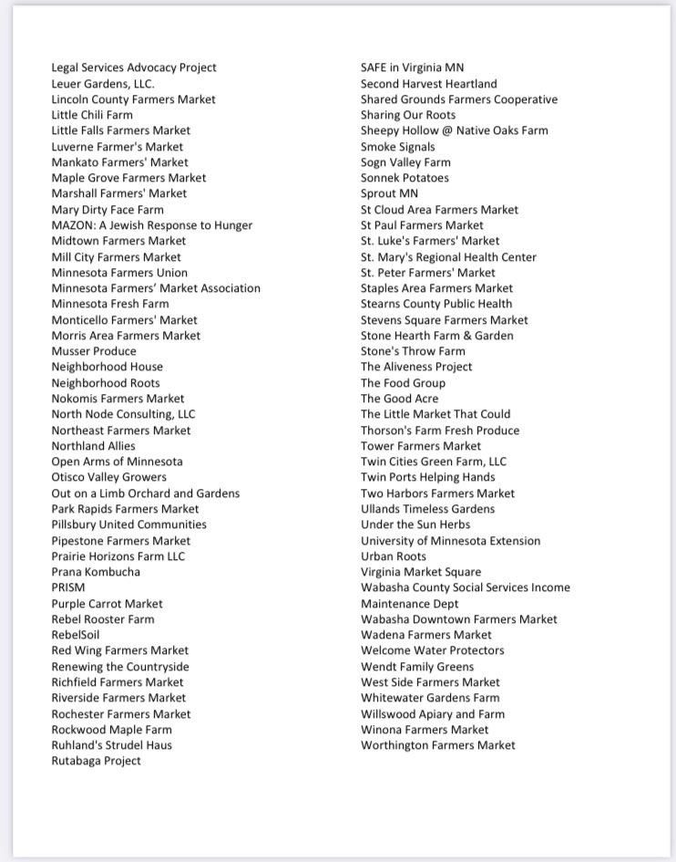 The #Ag budget bill is released after weeks of closed door budget talks. 

Market Bucks, a low cost, high impact, statewide effort getting fresh, MN farmer grown food to hungry Minnesotans, is eliminated. 

Can’t boast about feeding the world when we don’t take care of our own.