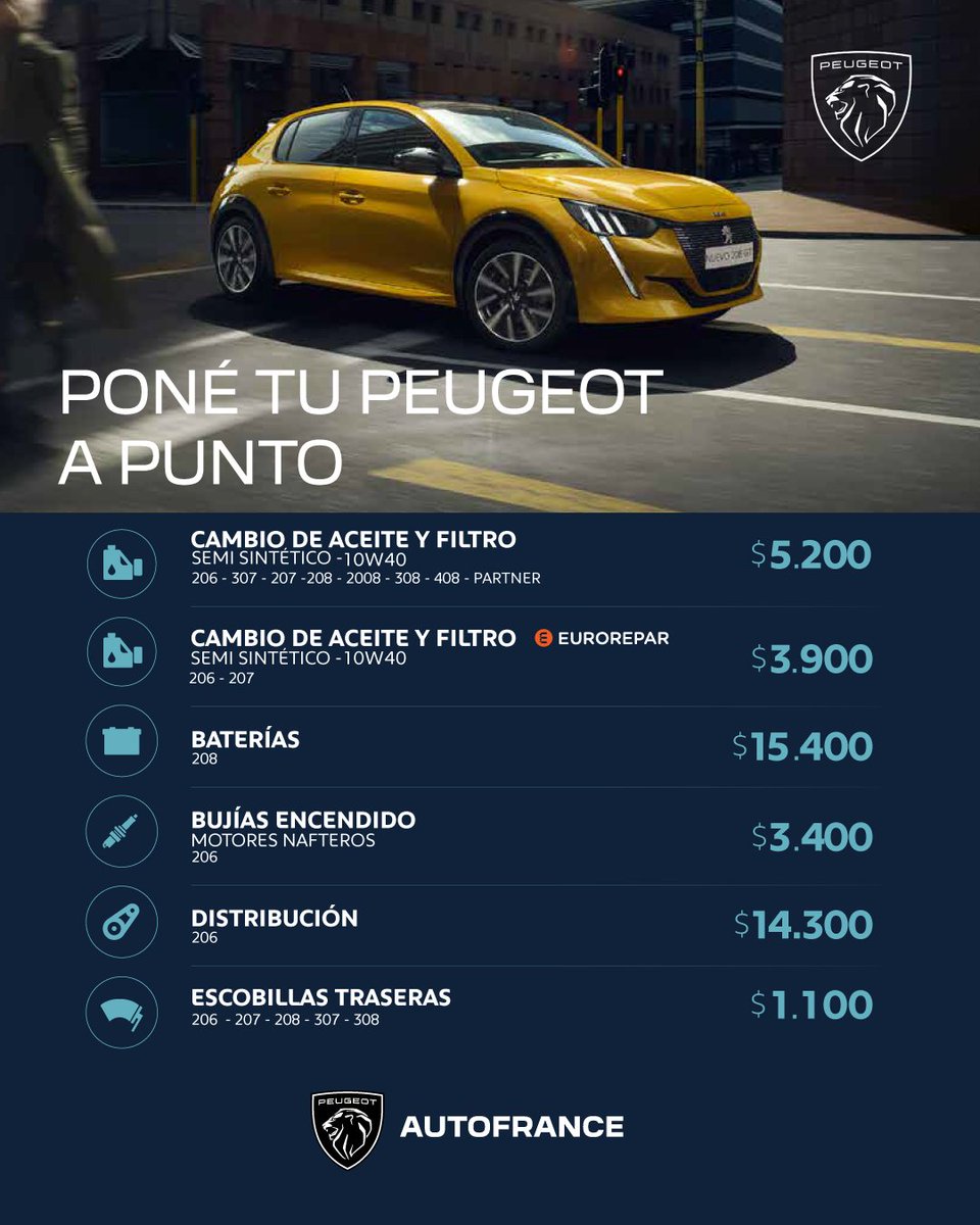 Autofrance Peugeot (@autofrancearg) on Twitter photo Poné tu #Peugeot a punto en nuestro #Taller de #Postventa en <a href="/autofrancearg/">Autofrance Peugeot</a>
¡Aprovechá todas las intervenciones que ofrecemos para tu #Peugeot!
.
#Autofrance #Peugeot #postventa #concesionariooficial #service #serviceoficial Poné tu #Peugeot a punto en nuestro #Taller de #Postventa en <a href="/autofrancearg/">Autofrance Peugeot</a>
¡Aprovechá todas las intervenciones que ofrecemos para tu #Peugeot!
.
#Autofrance #Peugeot #postventa #concesionariooficial #service #serviceoficial