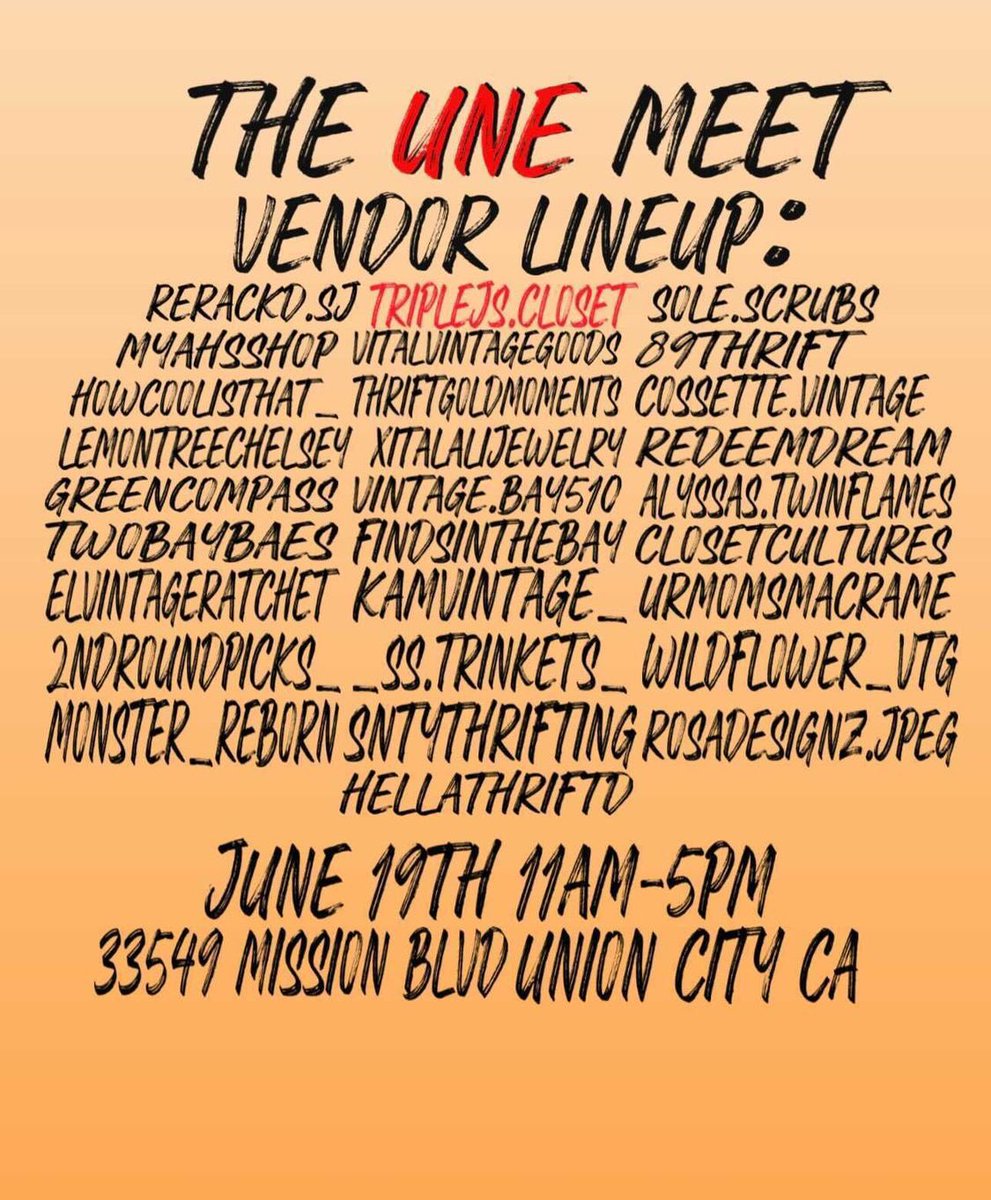 romarskiiii's tweet photo. Pull up this Saturday (June 19th) from 11am-5pm. I’ll be vending at the UNE Meet vintage Pop Up in Union City. Come support local business ♻️ https://t.co/dnv4zh7tb0