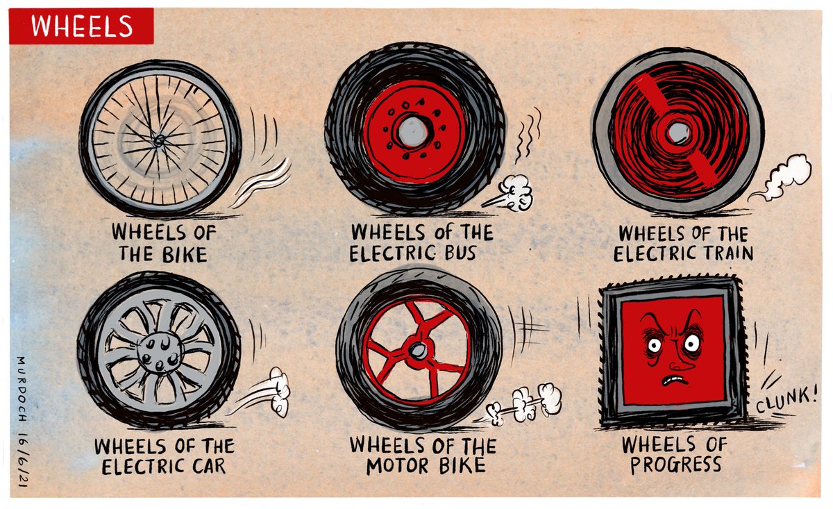 Wheels. 
Today’s <a href="/NZStuff/">Stuff</a> <a href="/dompost/">Dom Post</a> #cartoon #nzpol #ElectricVehicles