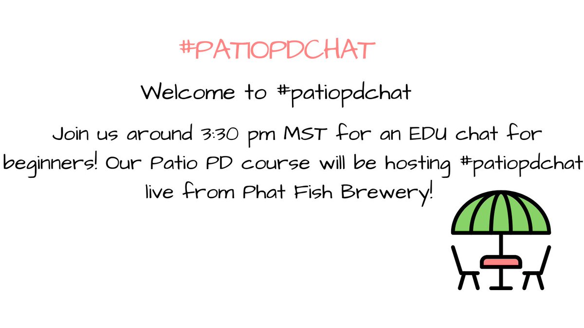 Greg Jung (@edtech_workshop) on Twitter photo Check out #patiopdchat This is going to be a fun opportunity for the teachers and admin taking our Patio PD summer course to learn how to engage in a Twitter EDU chat! Everyone is welcome to join! We will try to start the chat around 3:30 MST! <a href="/lexi_steiner/">Lexi Steiner</a> <a href="/mrs_schlecht/">Mrs. Schlecht</a> Check out #patiopdchat This is going to be a fun opportunity for the teachers and admin taking our Patio PD summer course to learn how to engage in a Twitter EDU chat! Everyone is welcome to join! We will try to start the chat around 3:30 MST! <a href="/lexi_steiner/">Lexi Steiner</a> <a href="/mrs_schlecht/">Mrs. Schlecht</a>