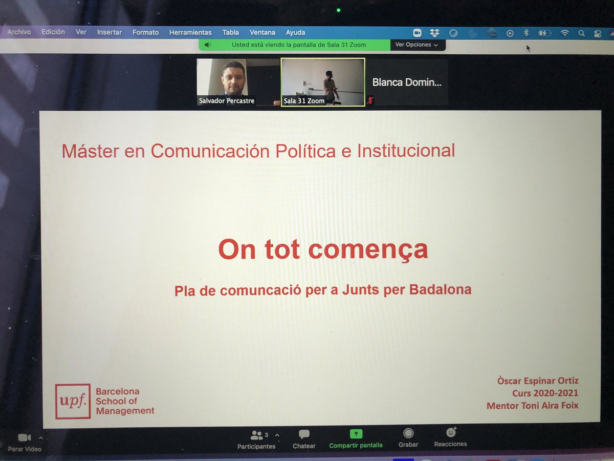 SoyPercastre's tweet image. Un verdadero placer compartir como miembro de tribunal de defensa de Trabajo de Fin de Grado de la @bsm_upf con los grandes @monika_jimenez y @toniaira. Un espléndido trabajo de #Compol #Compolin