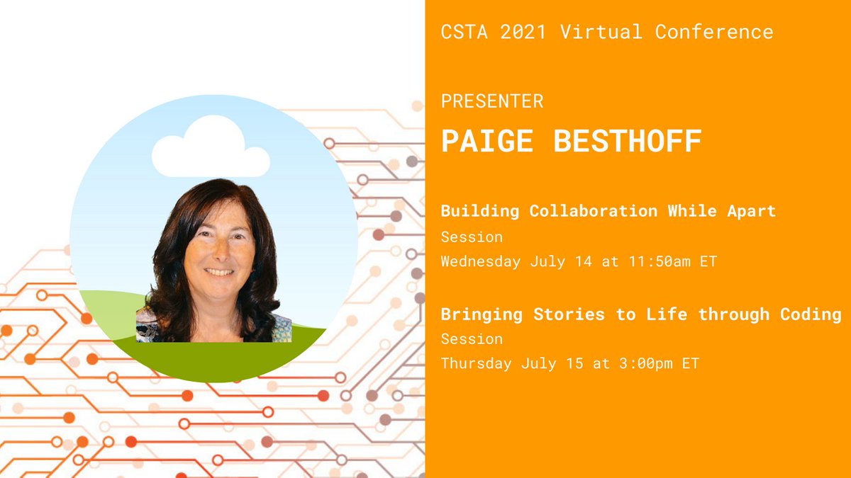 pcteachershs's tweet photo. Getting ready for summer? Thinking about what sessions you will attend at #CSTA2021? Join me for my sessions: Building Collaboration and Bringing Stories to Life Through Coding (where we will learn about collaborative coding in real time) #CSforAll #CS4NJ #NJCodes @csteachersorg https://t.co/THilakTklK